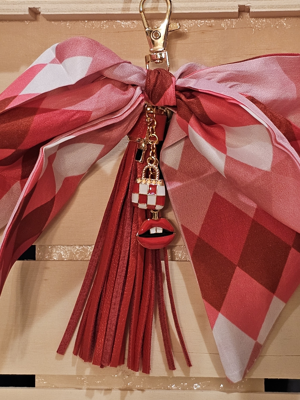 Louis Vuitton Piece In Pendant On Keychain/Bag Charm W/Twilly, Charms, & Tassel - Picture 5 of 6